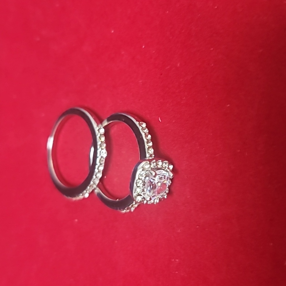 Exquisite Engagement and Wedding Ring Set with Artificial Gemstones and Diamond